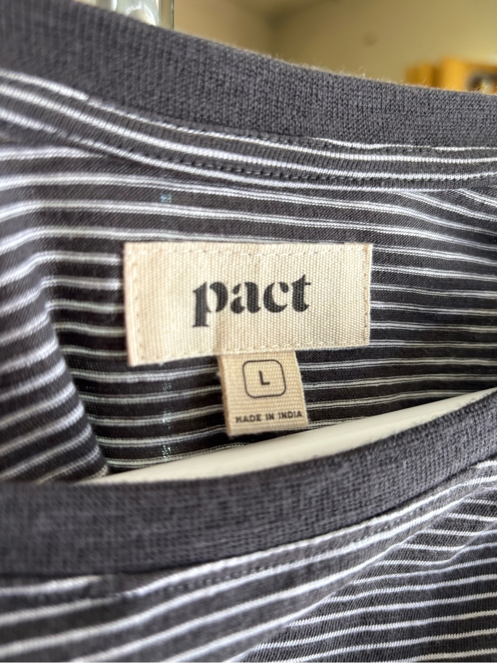Pact Organic Cotton Striped 3/4 Sleeve Top Size L - Picture 3 of 11